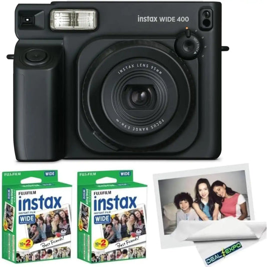FUJIFILM instax Wide 400 Instant Film Camera (Black + Extra Film(40 Sheets))